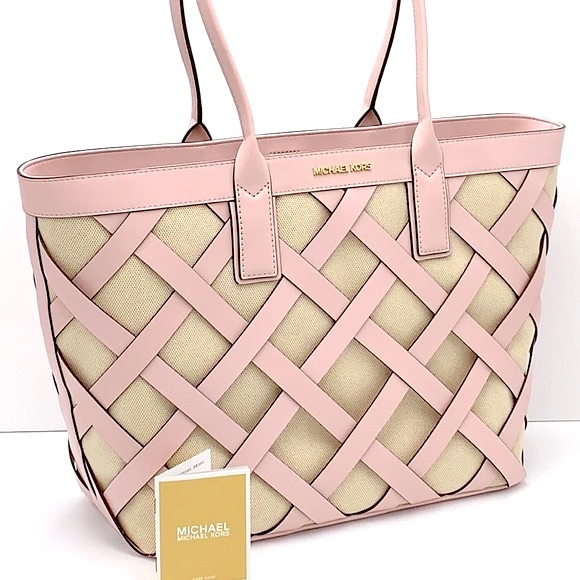 MICHAEL KORS SIENNA Large Tote Shoulder BAG In POWDER BLUSH Leather Canvas - Picture 2 of 16